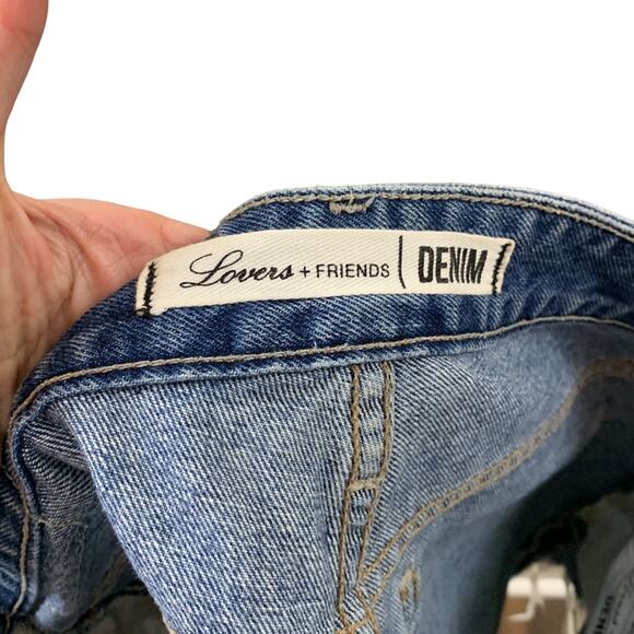 Lovers + Friends Denim Jack High Rise Cutoff Distressed Jean Shorts in Genesee - Picture 3 of 7